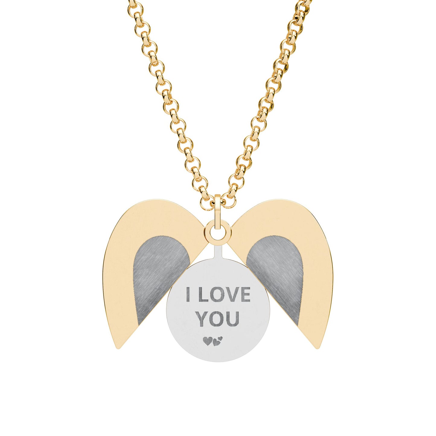 Hidden Message Heart Necklace — Engraved Secret Locket with "I LOVE YOU" Reveal