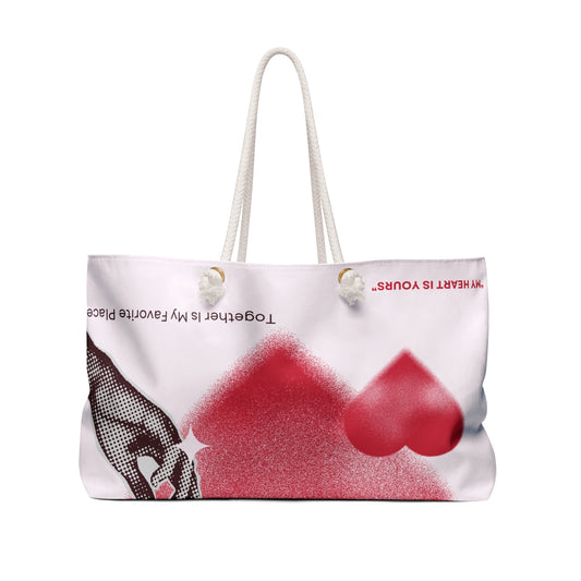 Valentine's Day Weekender Bag - 'Happy Valentine's Day' Heart Travel Tote