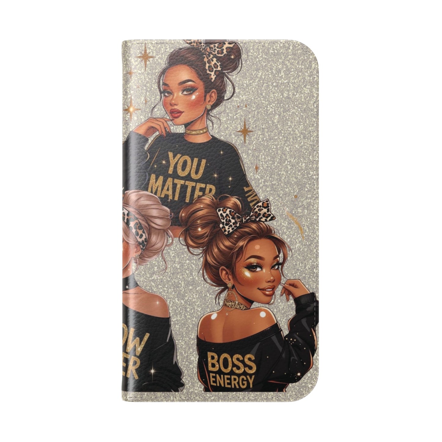 Flip Case — Empowered Black Girl Magic Phone Wallet: "You Matter / Manifest Queen / Glow Getter / Boss Energy"