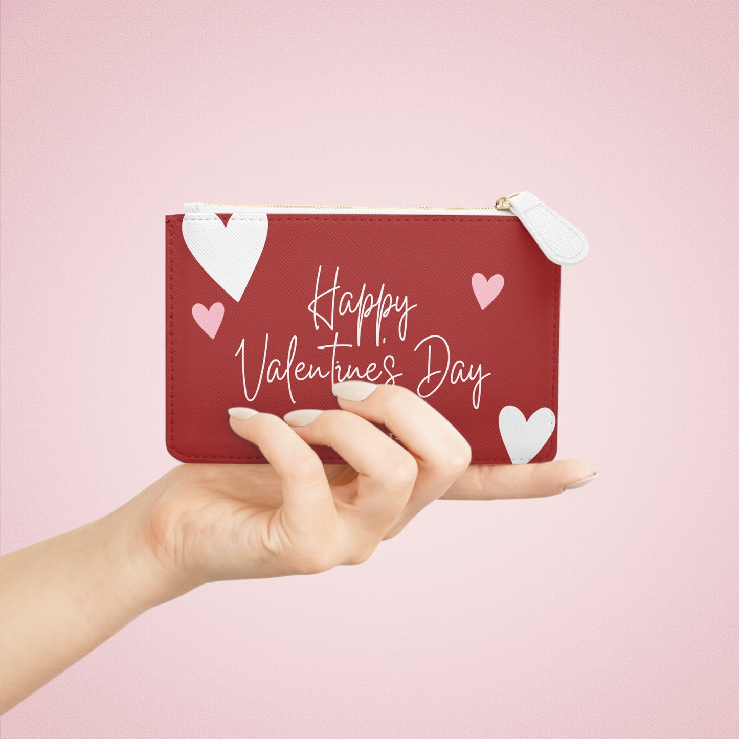 Valentine’s Day Mini Clutch Bag — Happy Valentine's Day Heart Zipper Pouch