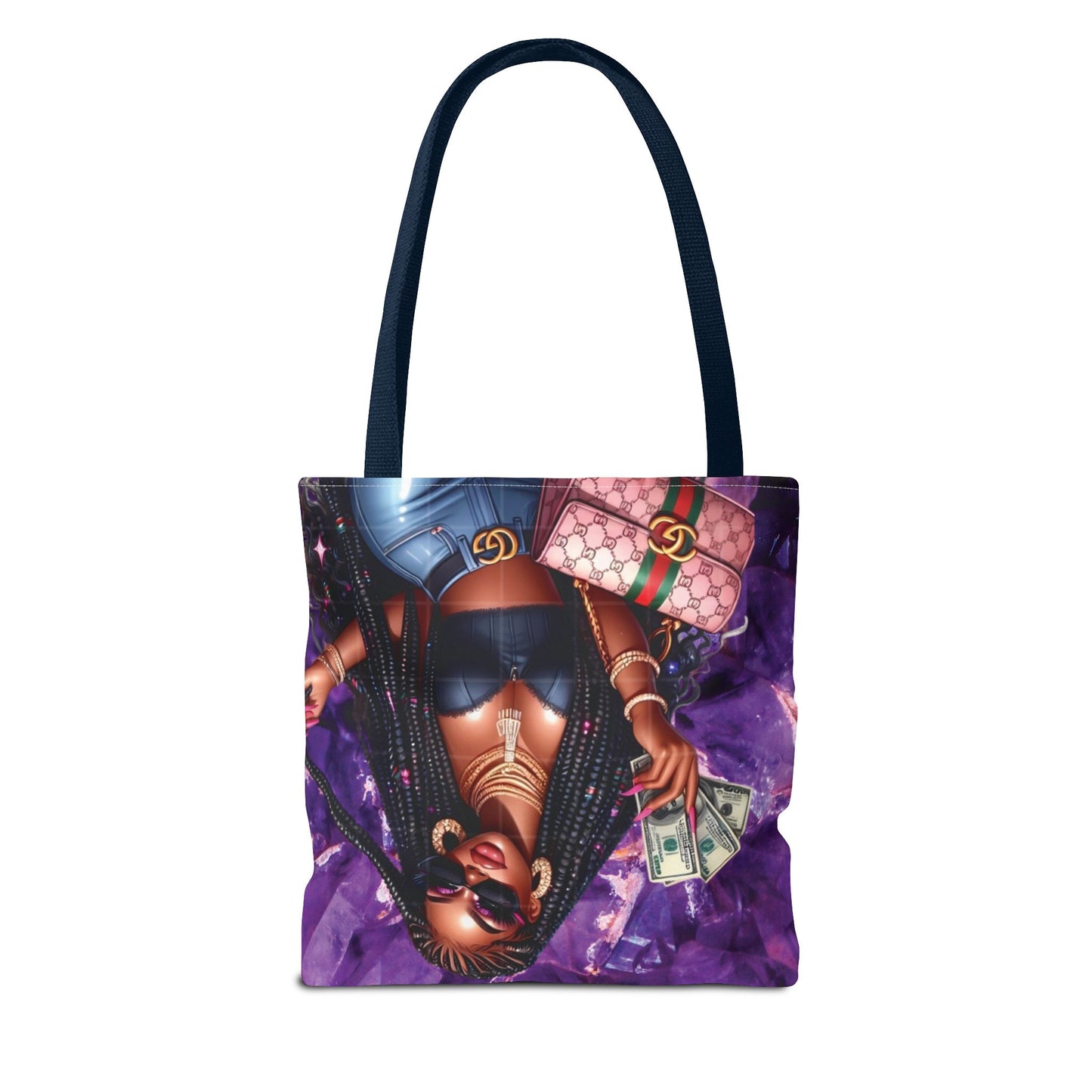 Luxury Money Babe Tote Bag – Glam Fashion Shopper with Cash & Designer Purse Print