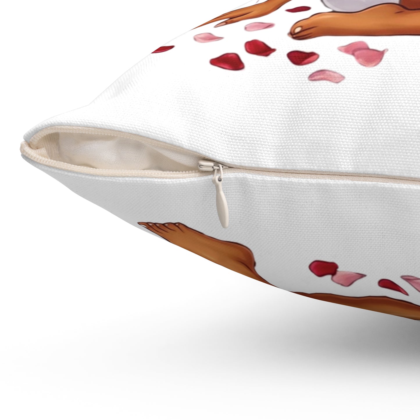 Square Pillow — Glam Bath Champagne Girl with Heart Balloons