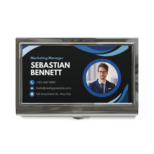Silver Business Card Holder — Professional Personalized Card Case