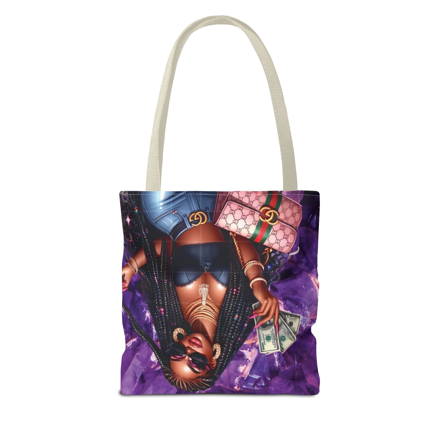 Luxury Money Babe Tote Bag – Glam Fashion Shopper with Cash & Designer Purse Print