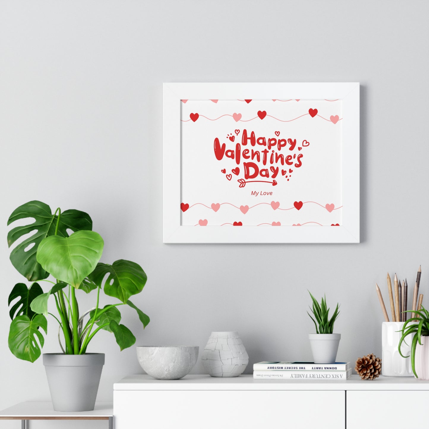 Valentine’s Day Framed Poster – “Happy Valentine’s Day My Love” Horizontal Wall Art
