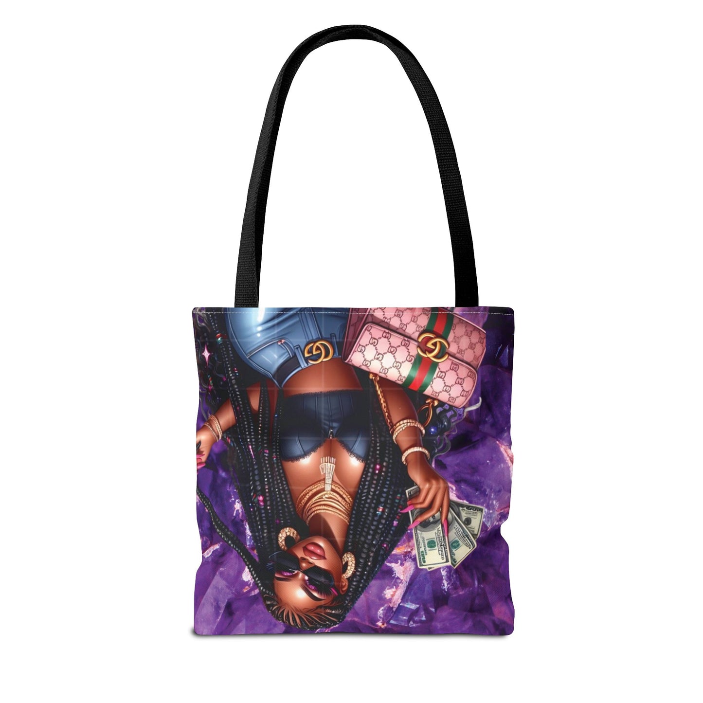 Luxury Money Babe Tote Bag – Glam Fashion Shopper with Cash & Designer Purse Print