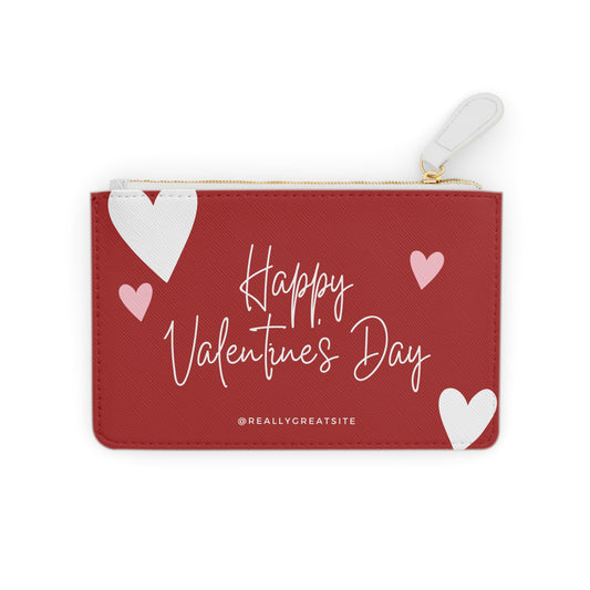 Valentine’s Day Mini Clutch Bag — Happy Valentine's Day Heart Zipper Pouch