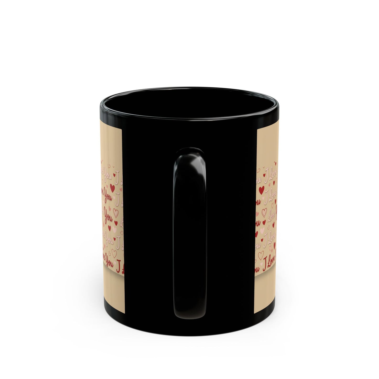 'I Love You' Pattern Black Coffee Mug — Romantic Valentine's Day Gift (11oz, 15oz)