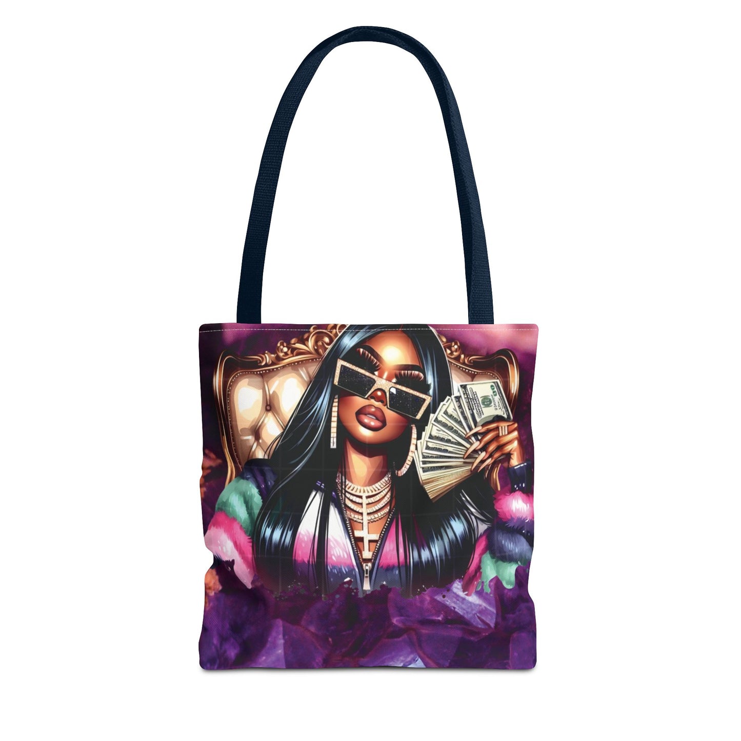 Luxury Money Babe Tote Bag – Glam Fashion Shopper with Cash & Designer Purse Print