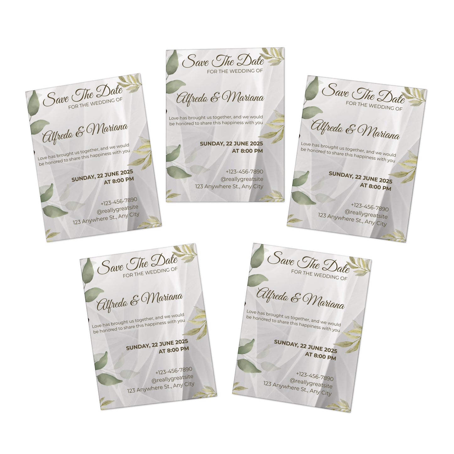 Save the Date Wedding Cards — Botanical Photo 5-Pack