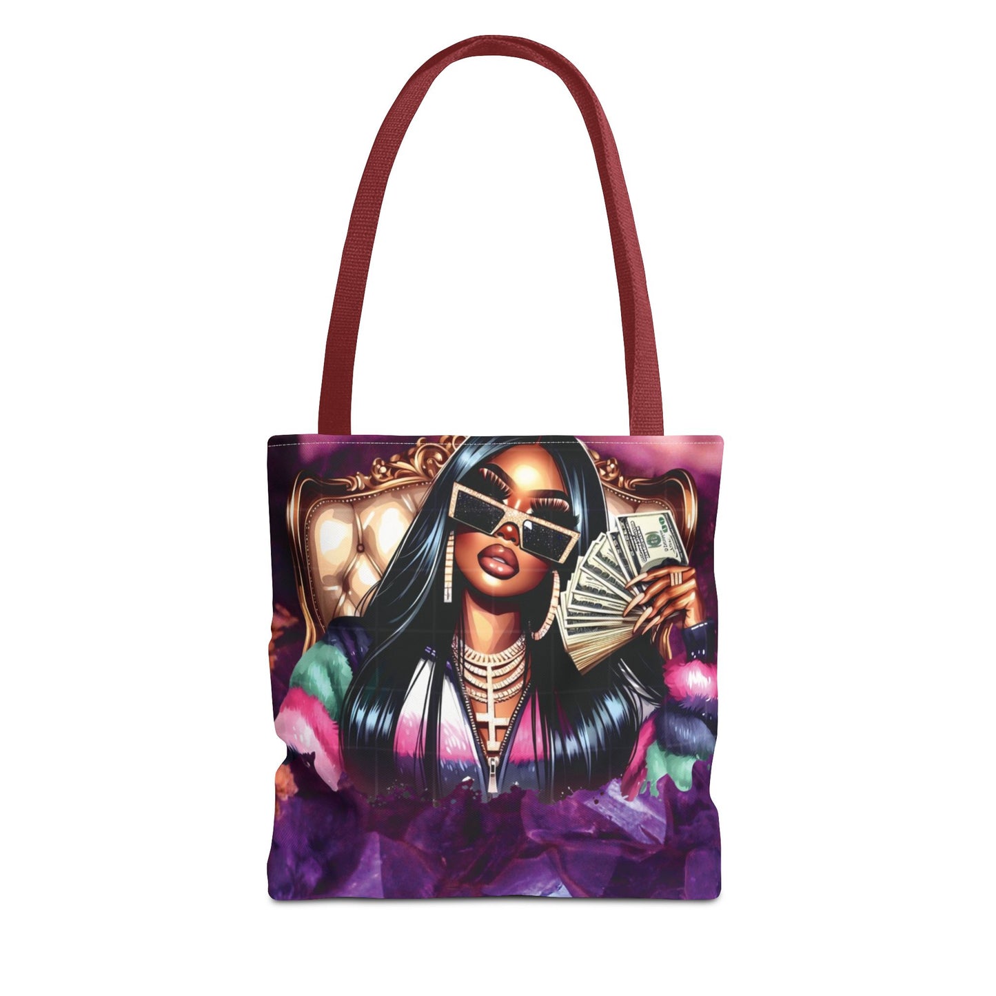 Luxury Money Babe Tote Bag – Glam Fashion Shopper with Cash & Designer Purse Print