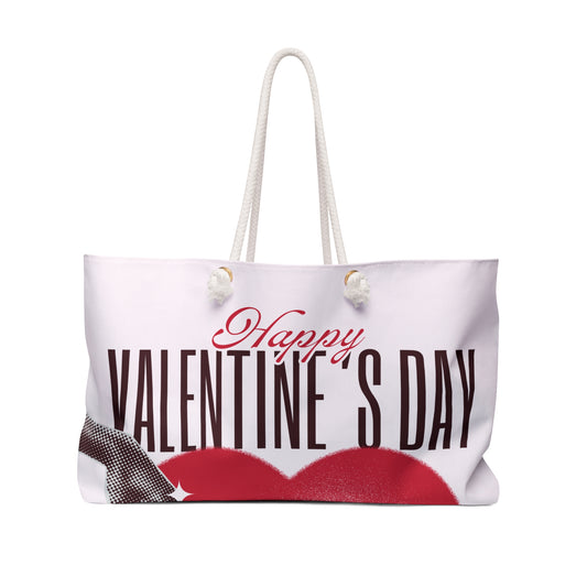 Valentine's Day Weekender Bag - 'Happy Valentine's Day' Heart Travel Tote