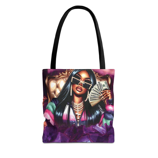 Luxury Money Babe Tote Bag – Glam Fashion Shopper with Cash & Designer Purse Print